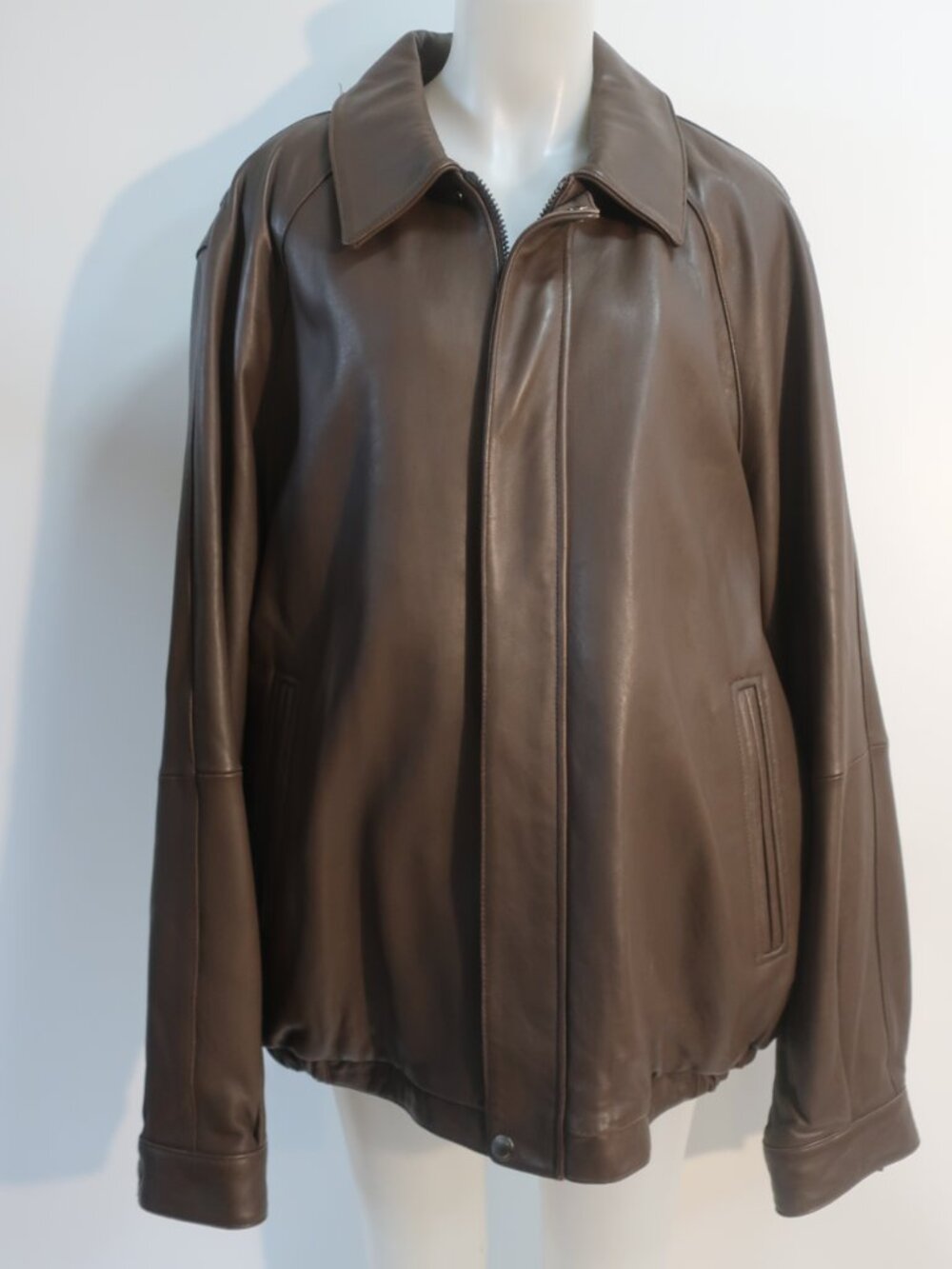 Mens Concepts by Claiborne Brown (Item-14) Zip Lamb Leather Bomber Jacket 2XLT